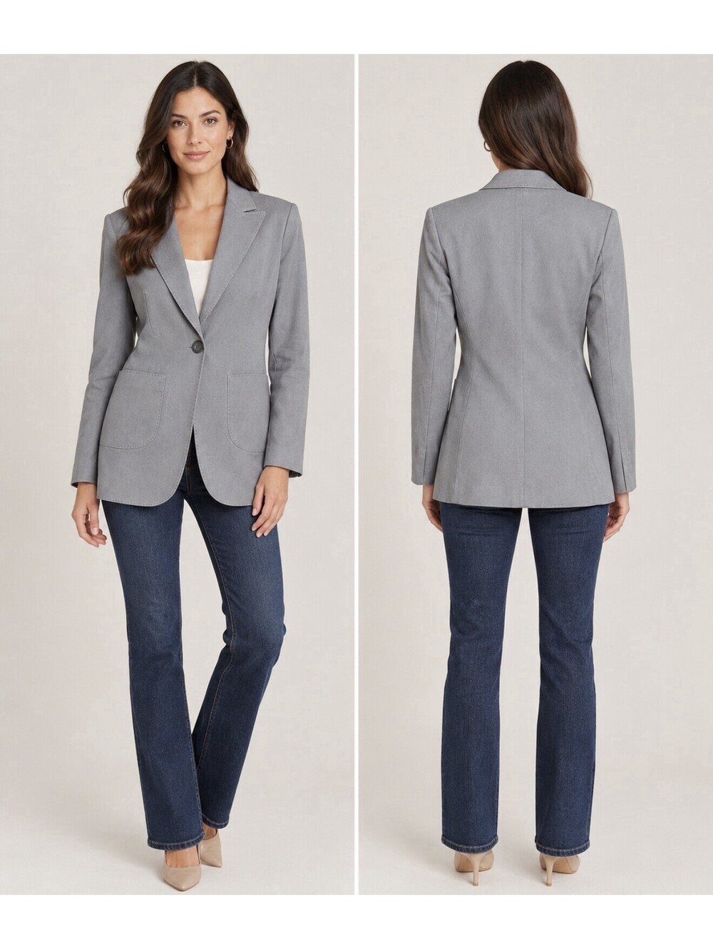 Lafayette 148 New York Women's Gray Stretch Wool Single Button Blazer Size 6